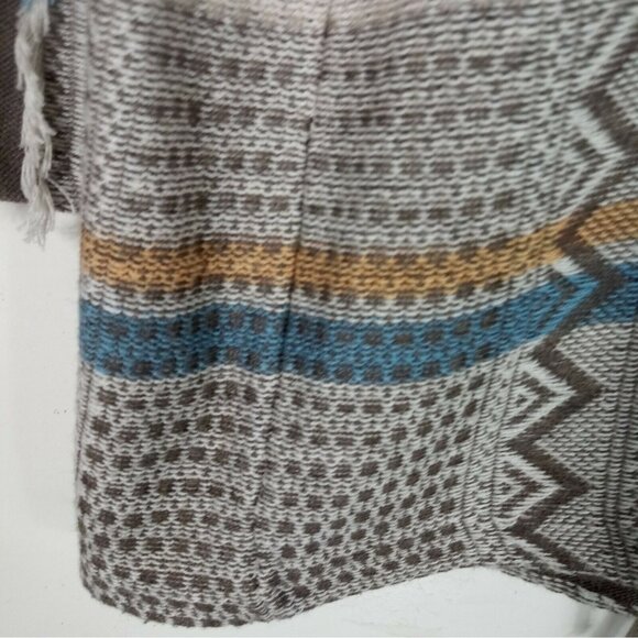 Nic + Zoe Open Fringe Cardigan Sweater SouthWestern Aztec Design Beige PP 2P - Picture 8 of 12